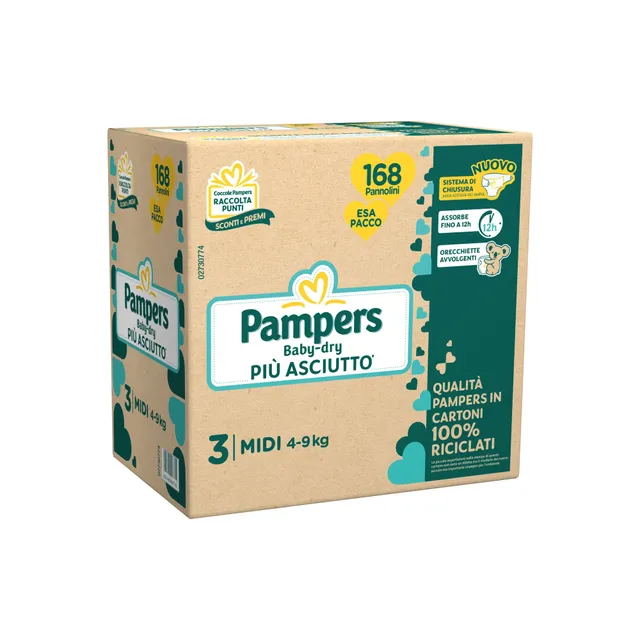 Pampers Baby-Dry Taglia 3 pannolini 168 pz 4-9 kg