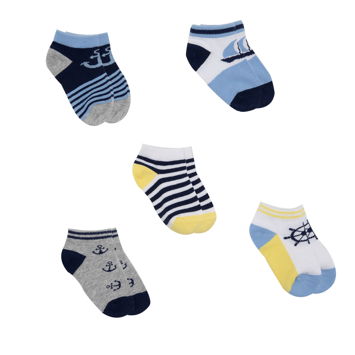 Calzini bimbo blu gialli pack 5 paia multicolor