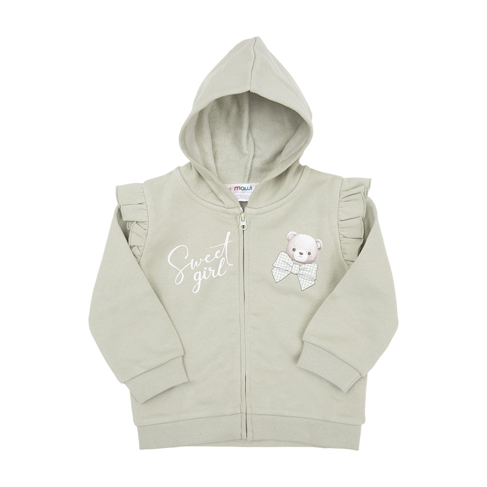Toys Center Baby Felpa Bimba Verde Zip Cappuccio