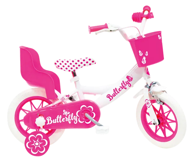 Bicicletta bimbo 12 pollici rosa con rotelle e cestello