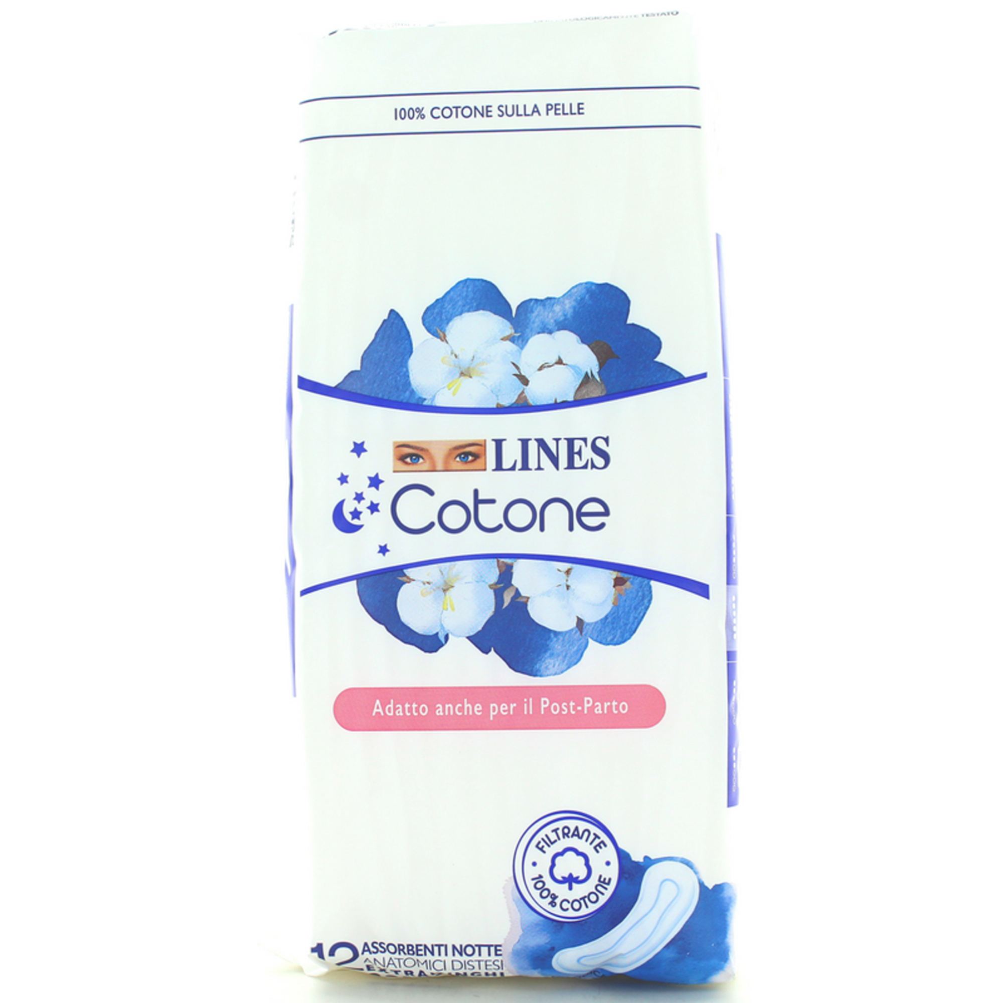 Lines Assorbenti Cotone Notte Extra Lunghi 12 Pz