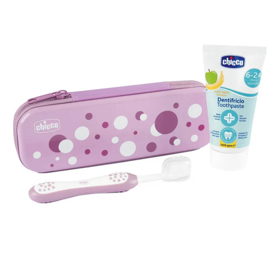 Chicco Set Dentale 6M+ Lilla Spazzolino Dentifricio Mela