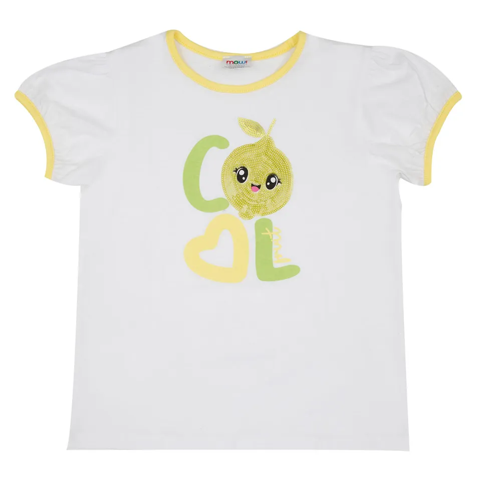 Toys Center Baby T-Shirt Bimba Mezza Manica Bianca Gialla Paillettes