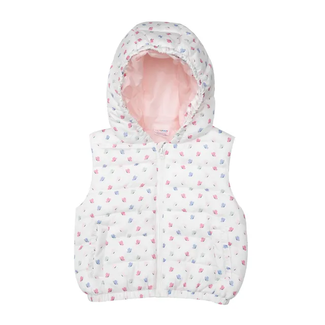 Toys Center Baby gilet imbottito bimba bianco stampato cappuccio