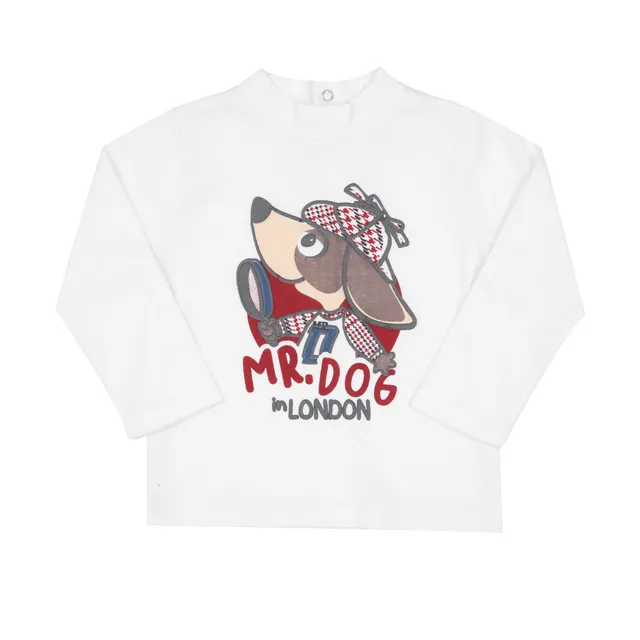 Baby maglia maniche lunghe bimbo panna stampata girocollo