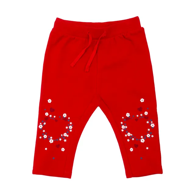 Mawi pantalone felpina stampato rosso elasticizzato