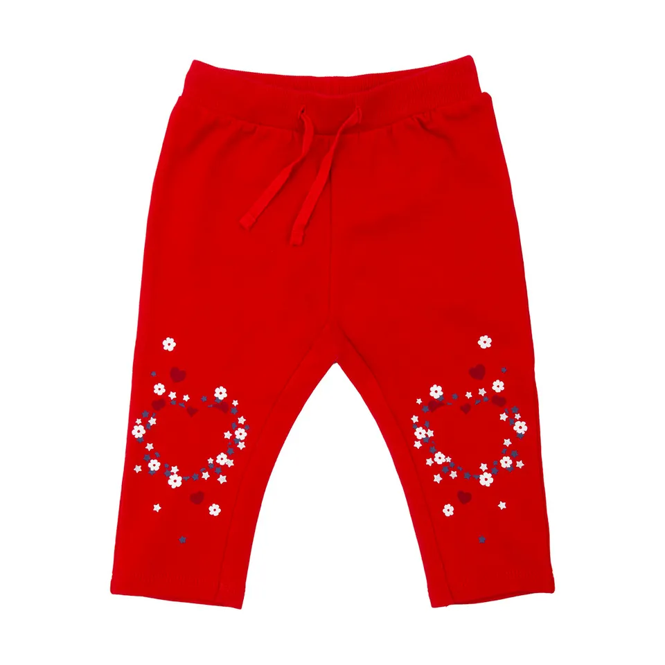 Mawi pantalone felpina stampato rosso elasticizzato