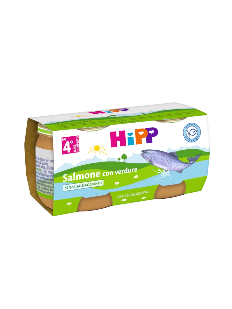 HiPP Omogeneizzato Salmone con Verdure 2x80 g 4 Mesi