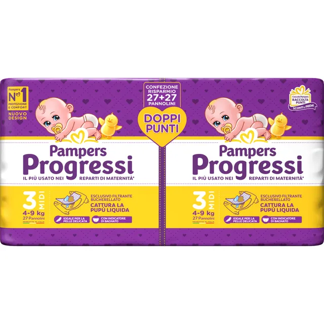 Pampers Progressi Tg 3 Midi Pannolini 54 Pezzi 4-9 Kg