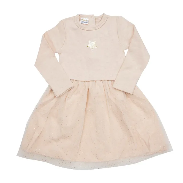 Mawi abito bambina tricot e tulle paillettes manica lunga