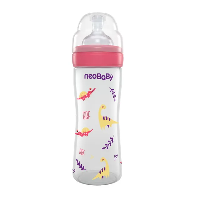 Neobaby biberon collo largo 250 ml rosa flusso regolabile