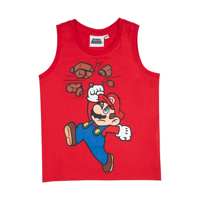 Super Mario canottiera bimbo rossa stampa grande cotone