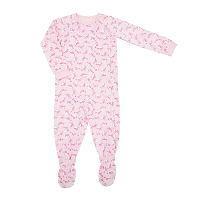 Pigiama Ciniglia Bimba Rosa Unicorni con Piedini
