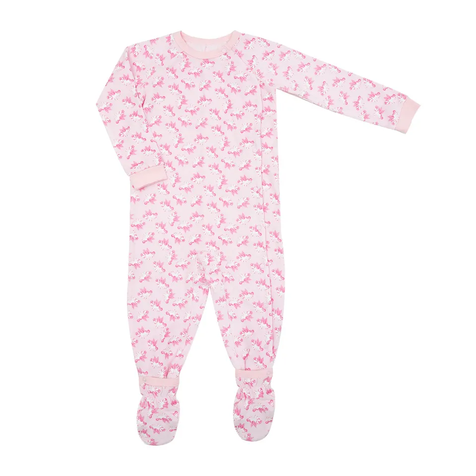 Pigiama Ciniglia Bimba Rosa Unicorni con Piedini