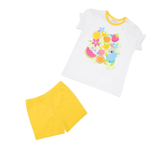 Toys Center Baby pigiama corto bimba bianco giallo fiori
