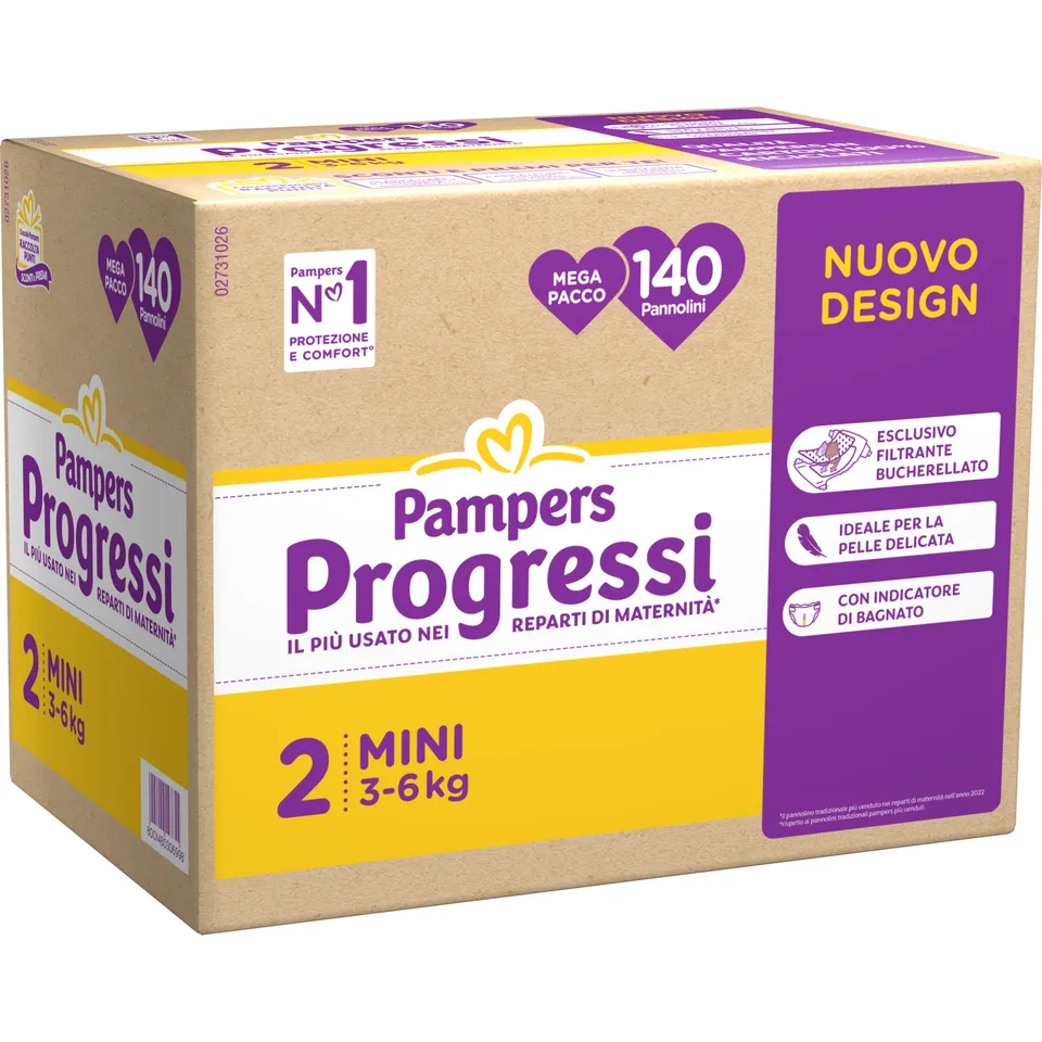 Pampers Progressi Pannolini Taglia 2 140 pz 3-6 kg