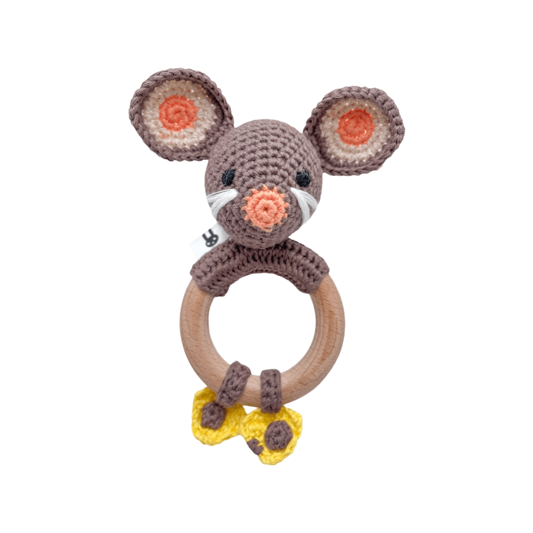 Piccoli Toys Marcello sonaglio uncinetto topo cotone