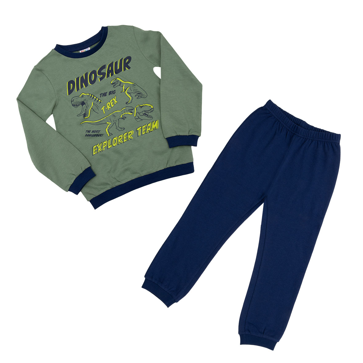 Mawi Kid Dino Pigiama Felpa 2 Pezzi Bicolore