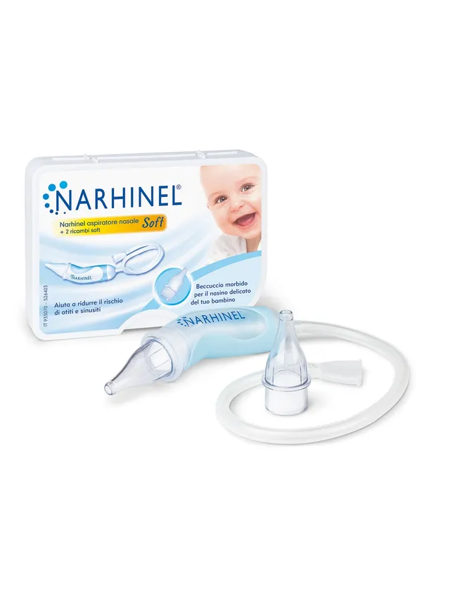 Narhinel Aspiratore Nasale Soft Neonati con 2 Ricambi Morbidi