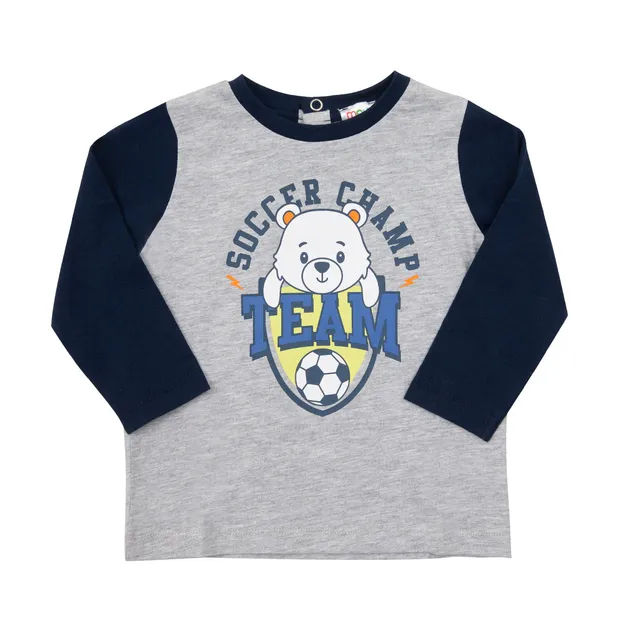 Maglia Jersey Bimbo Grigio Manica Lunga Bottoni