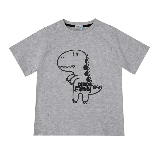 T-Shirt Bimbo Grigia Dino Family Jersey Mezza Manica