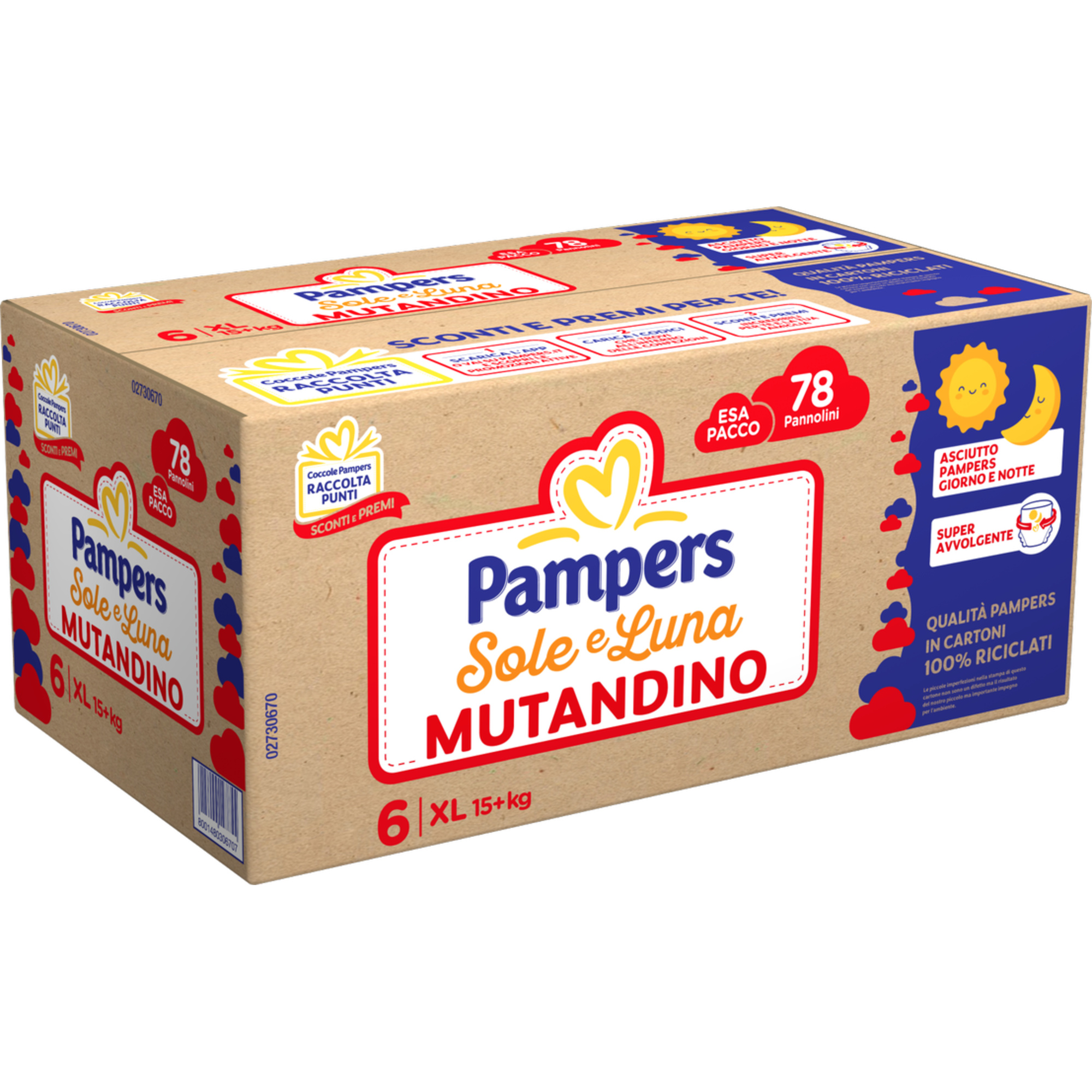 Pampers Sole & Luna Mutandina Taglia 6 Pannolino 78 pz 15+ kg