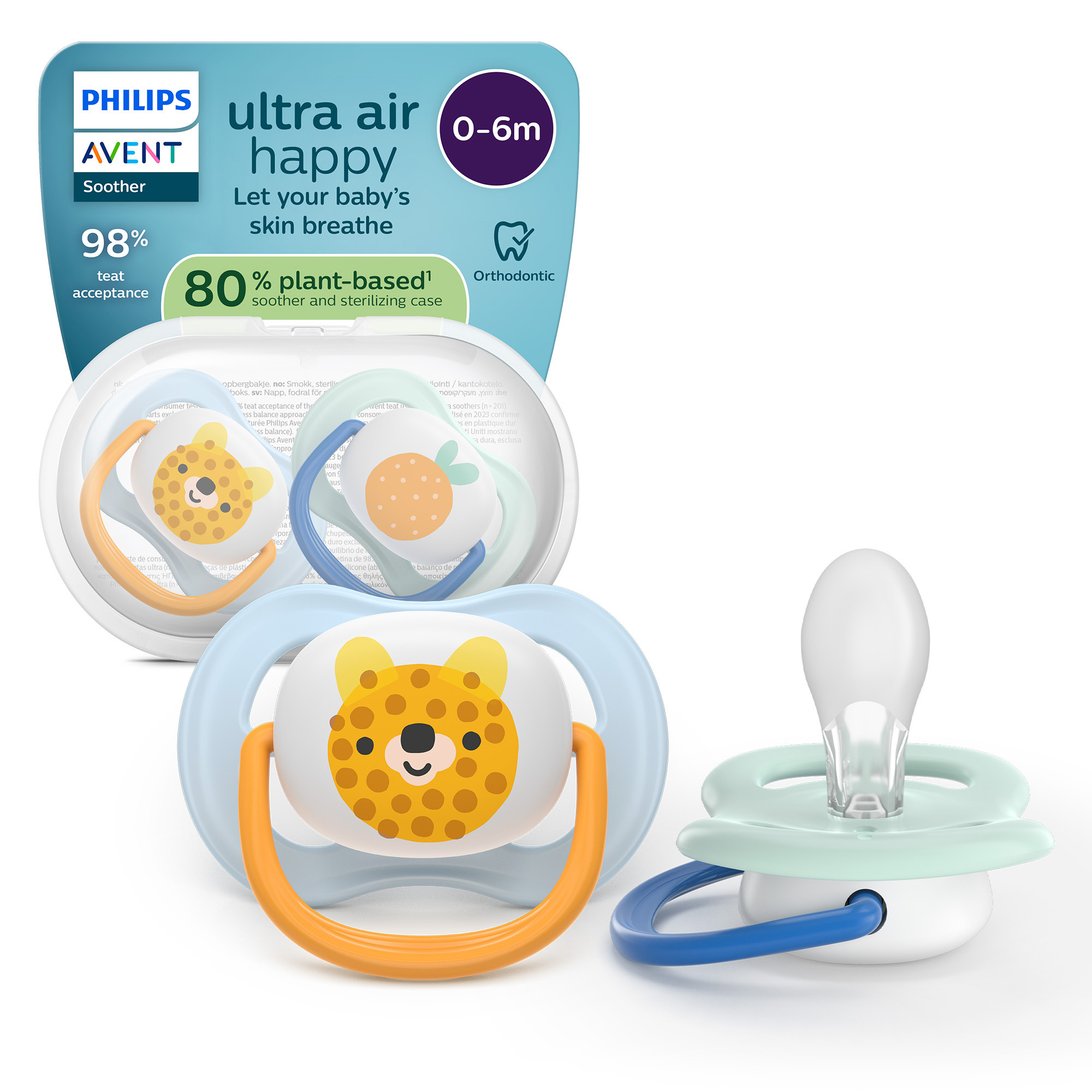 Philips Avent Ultra Air ciucci 0-6 mesi tigre ananas x2