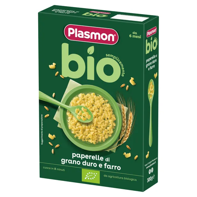 Plasmon Bio Pastina Paperelle Grano e Farro 300g 6+