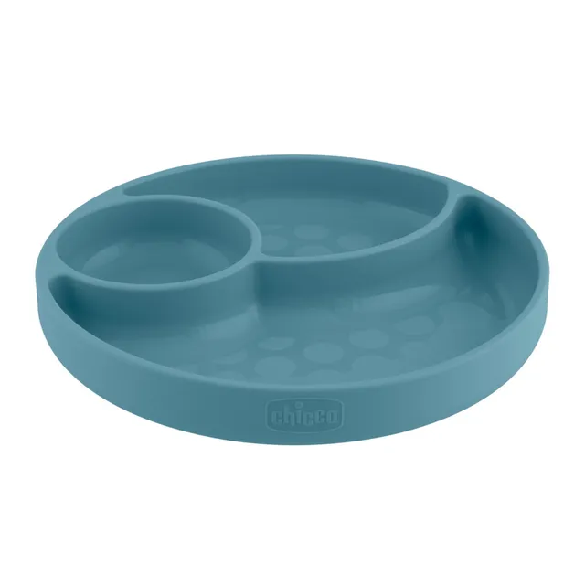 Chicco Piatto Porzionato Azzurro Piatto Silicone 12M+