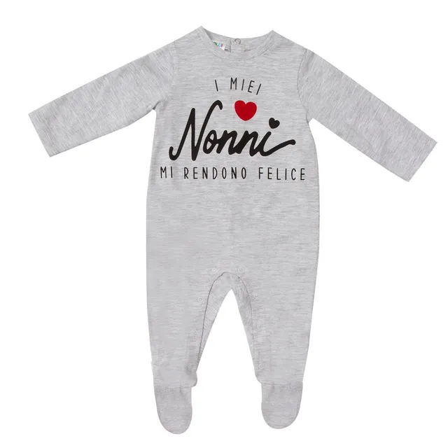 Tutina unisex grigia con piedini in cotone