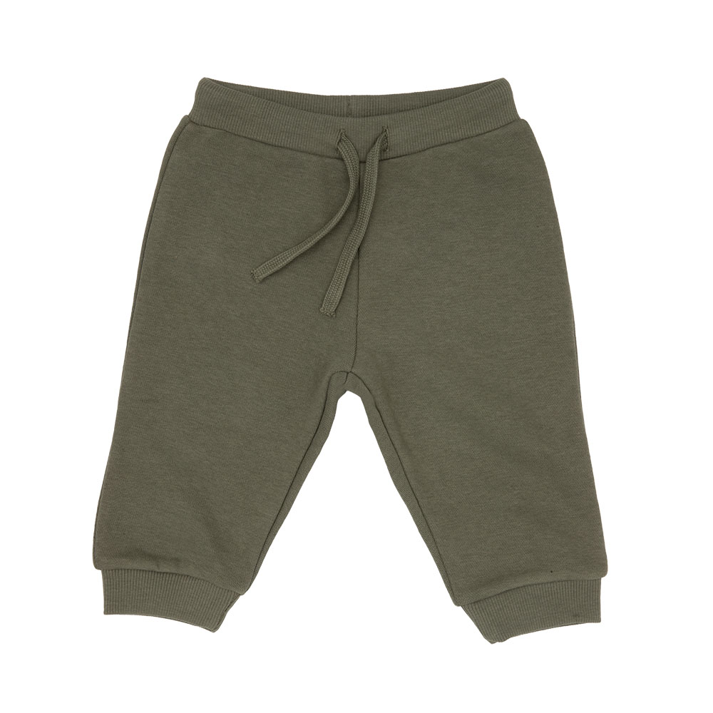 Pantalone felpato bimbo verde militare tasca