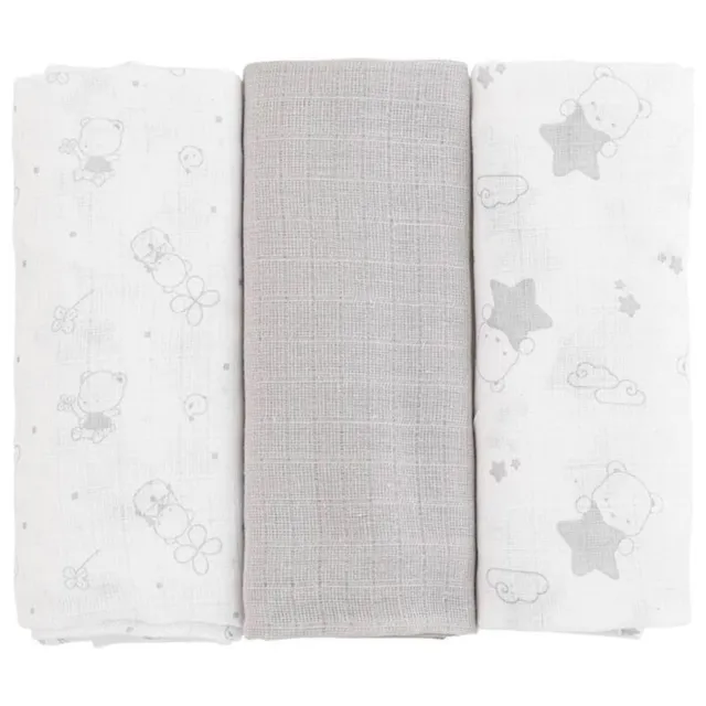 Ellepi set 3 quadrati garza cotone 70x70 per neonato