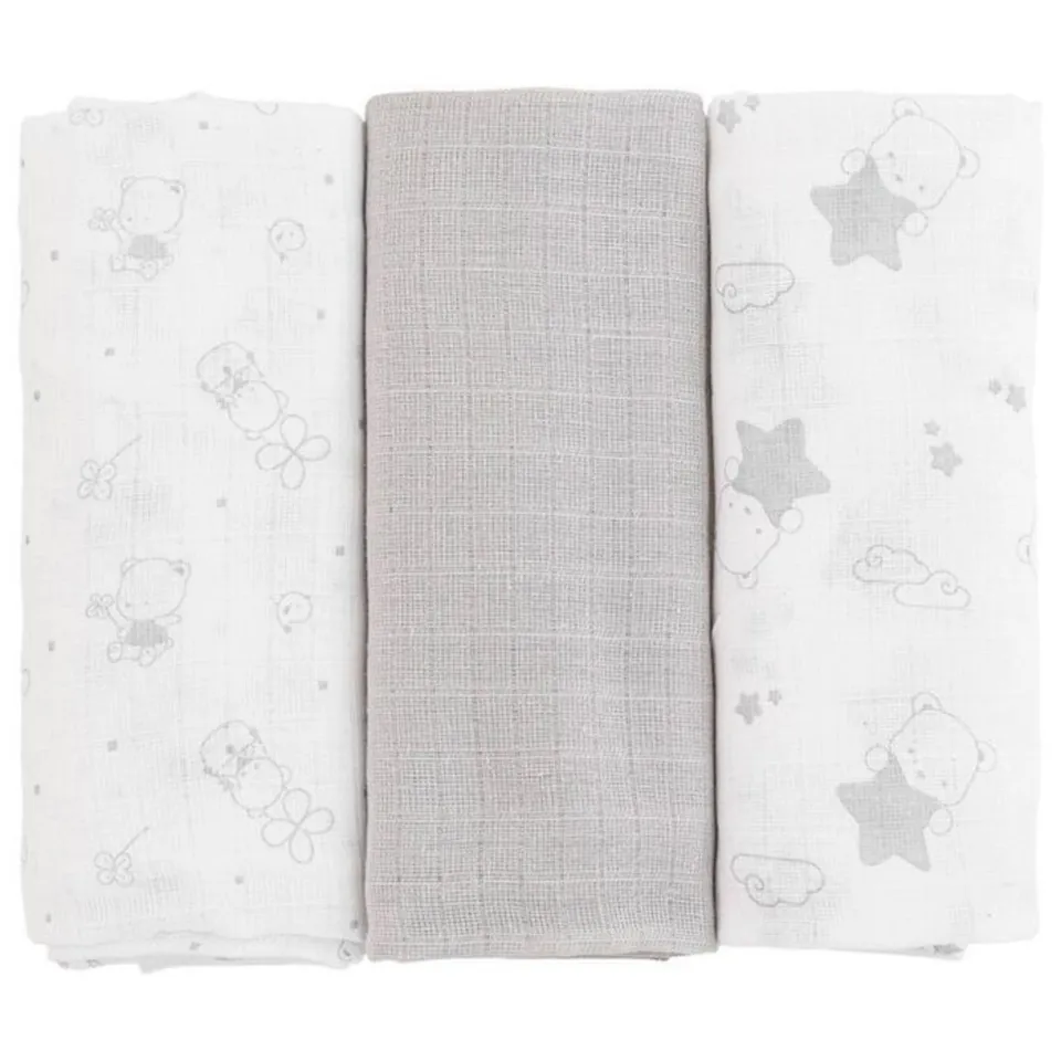 Ellepi set 3 quadrati garza cotone 70x70 per neonato