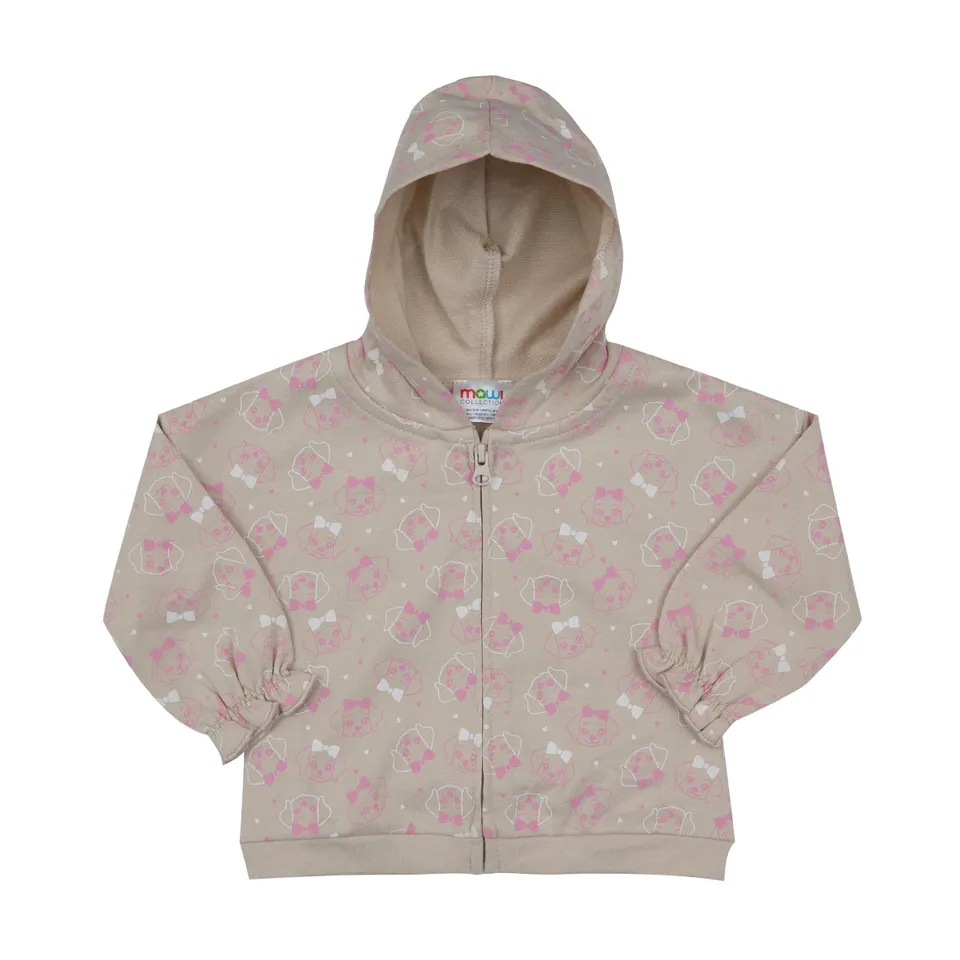 Toys Center Baby felpa bimba beige stampata con zip
