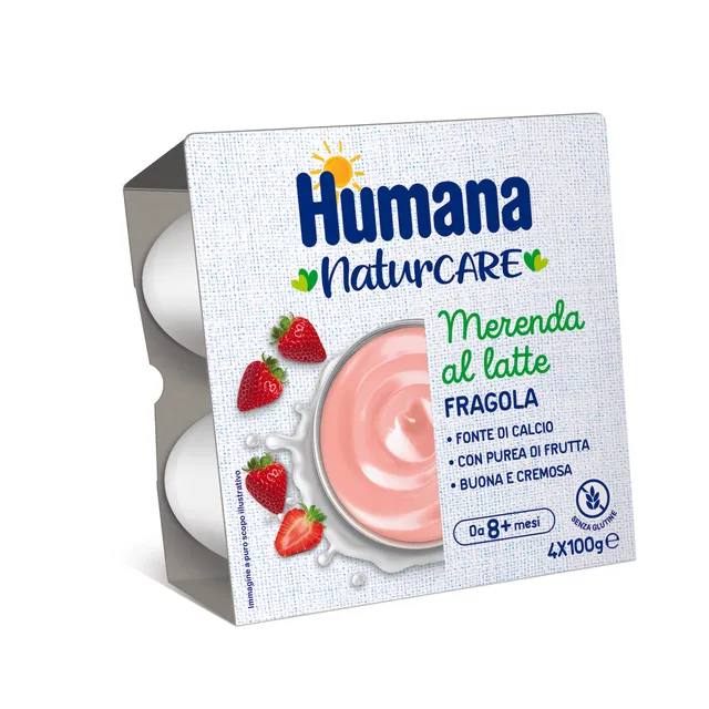 Humana Merende al Latte merenda fragola 4x100g calcio