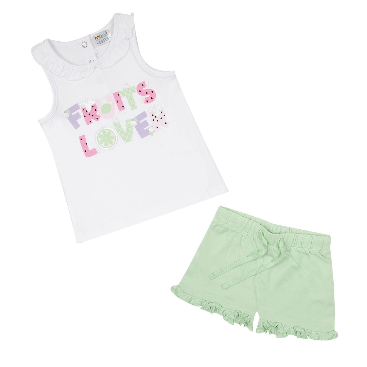 Toys Center Baby set bambina canotta + short bianco verde