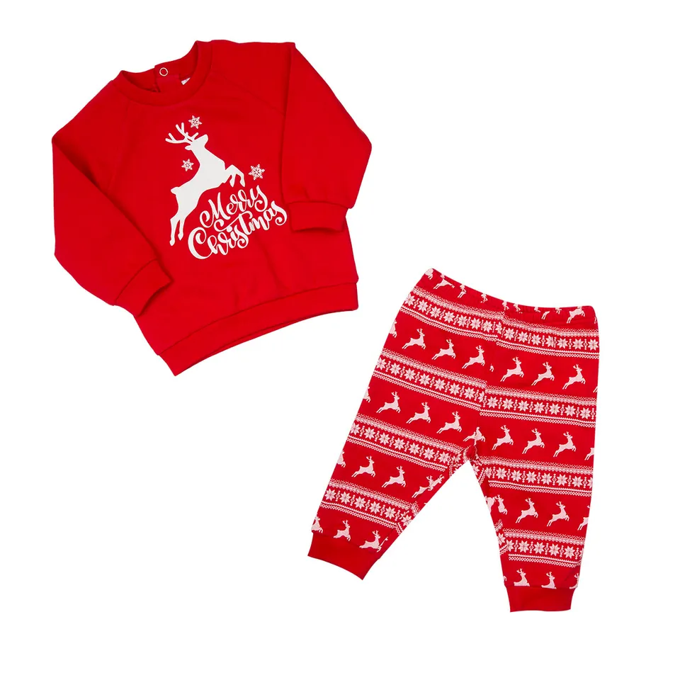Mawi pigiama bimbo natale 2 pezzi in felpa calda