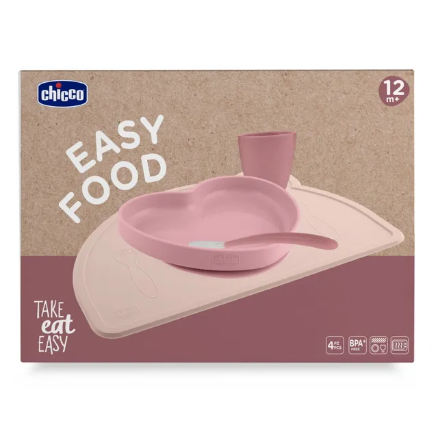 Chicco Set Pappa Silicone Rosa 12M+ Svezzamento