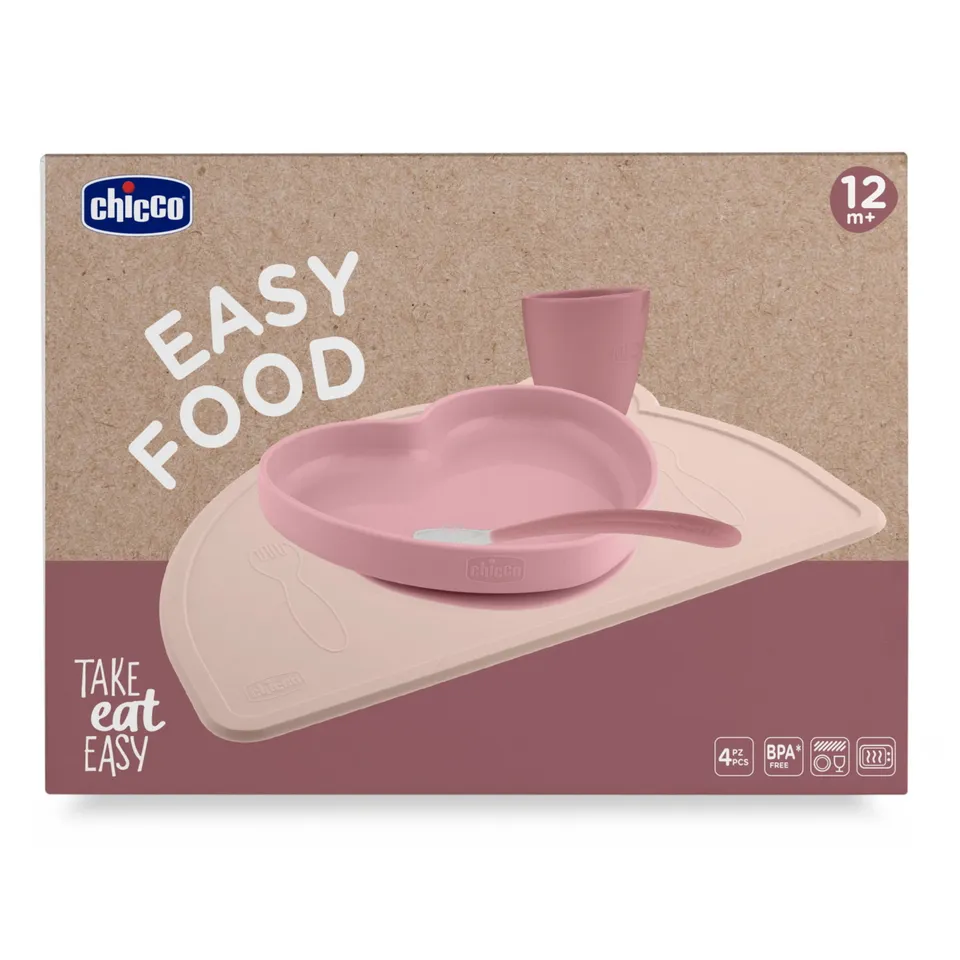 Chicco Set Pappa Silicone Rosa 12M+ Svezzamento
