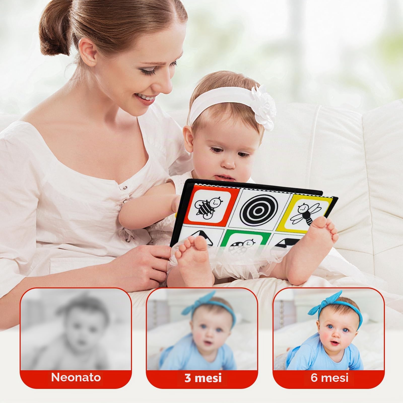 Dr.Rapeti Specchio da pavimento tummy time bianco e nero