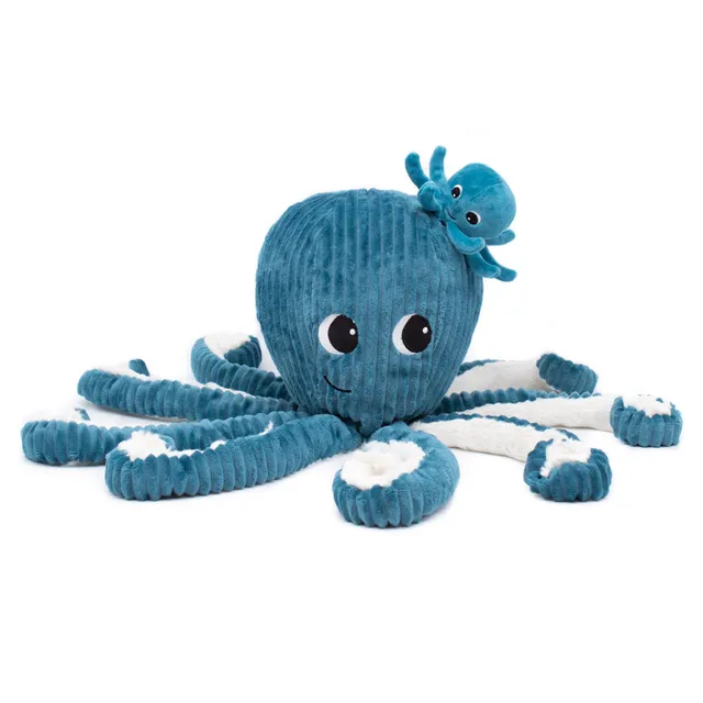 Les Déglingos Ptipotos Filou peluche polpo blu