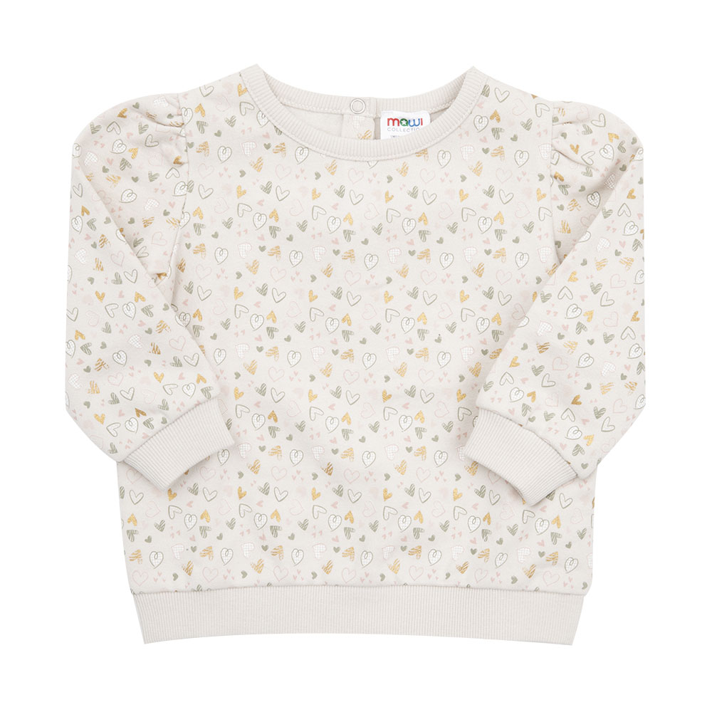 Toys Center Baby felpa bimba beige stampa cuoricini allover