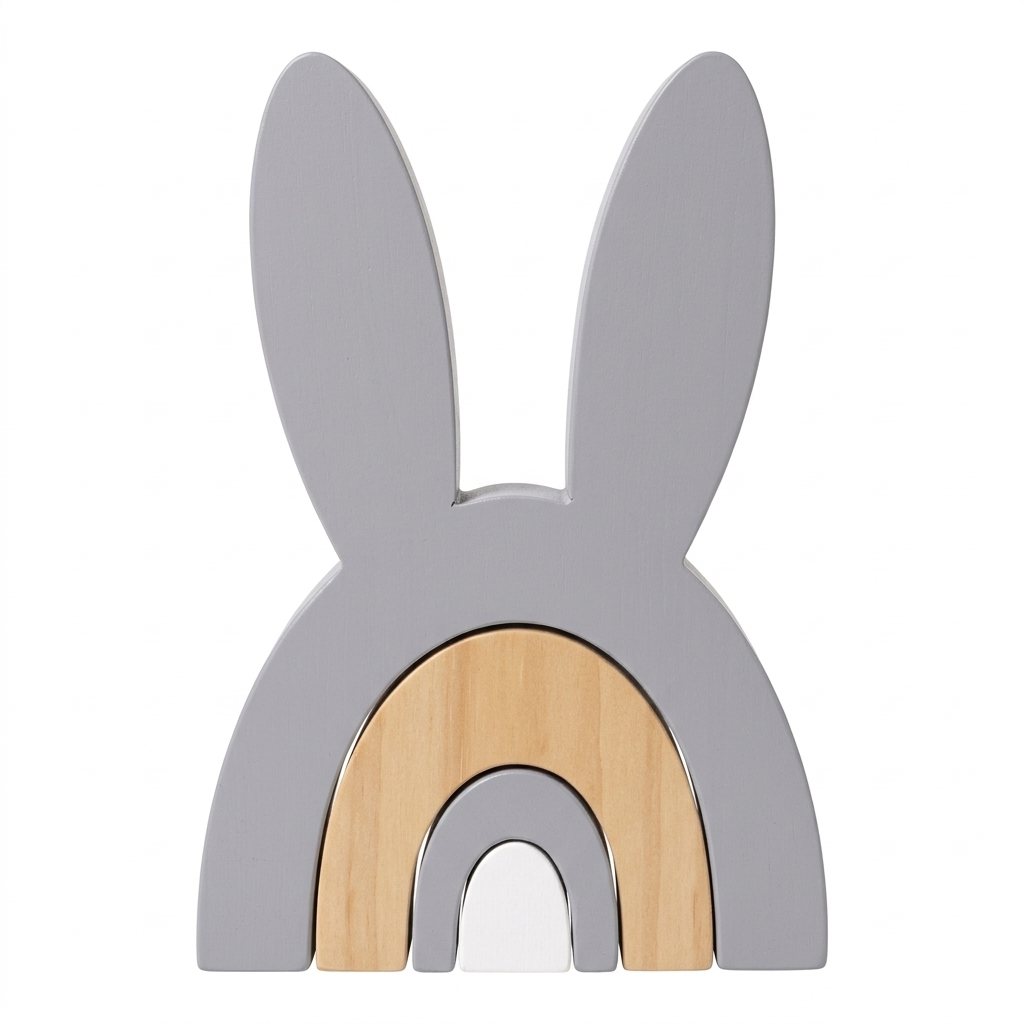 Rosa & Bo Bo Bunny Rainbow-Arch arcobaleno legno grigio