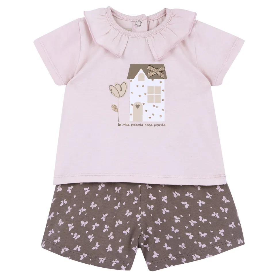 Chicco completo maglietta e pantaloncini bimba lavabile