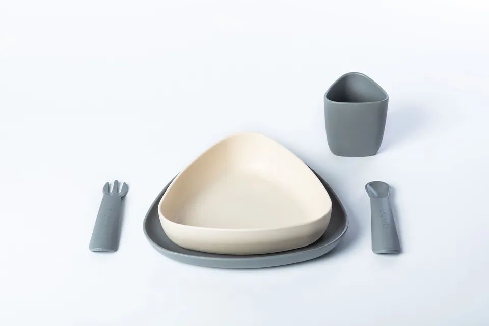 eKoala set pappa bimbi bioplastica grigio