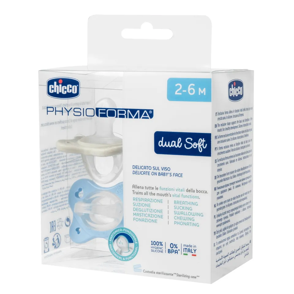 Chicco PhysioForma Dual Soft Succhietto 2-6M Azzurro 2 pz