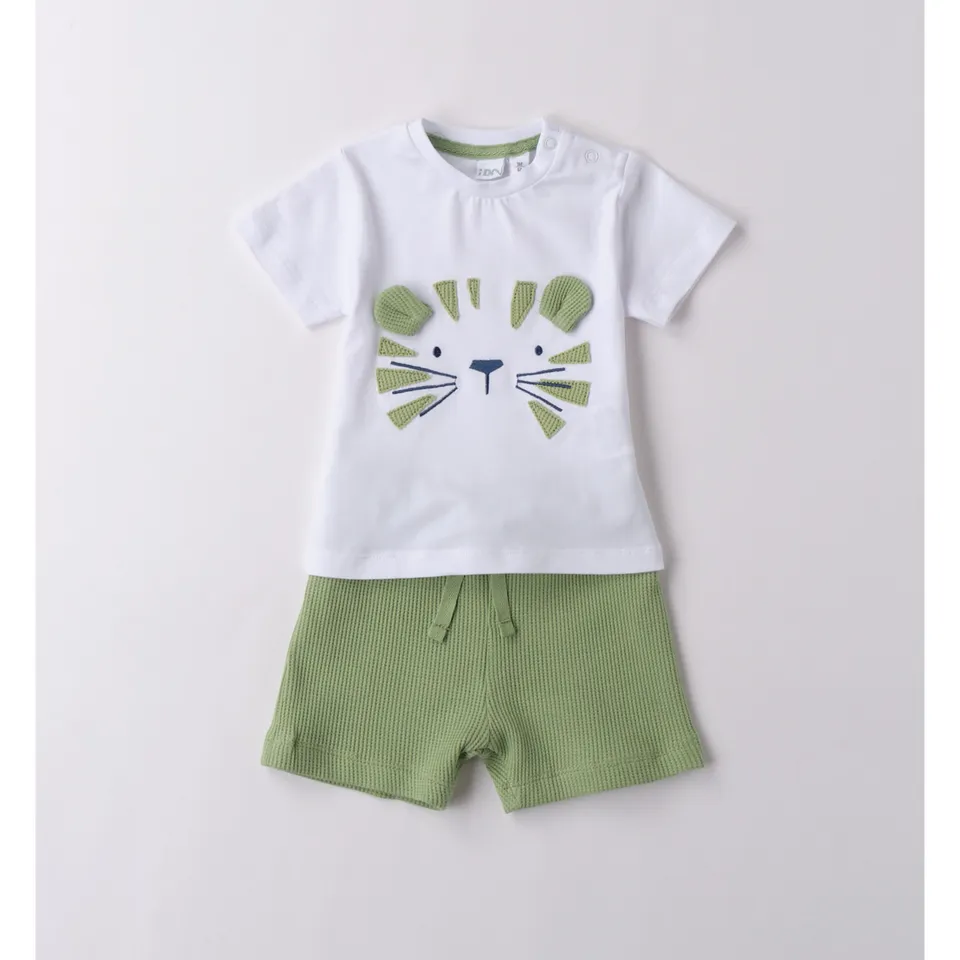 iDO Leone completo bimbo shorts + t-shirt verde