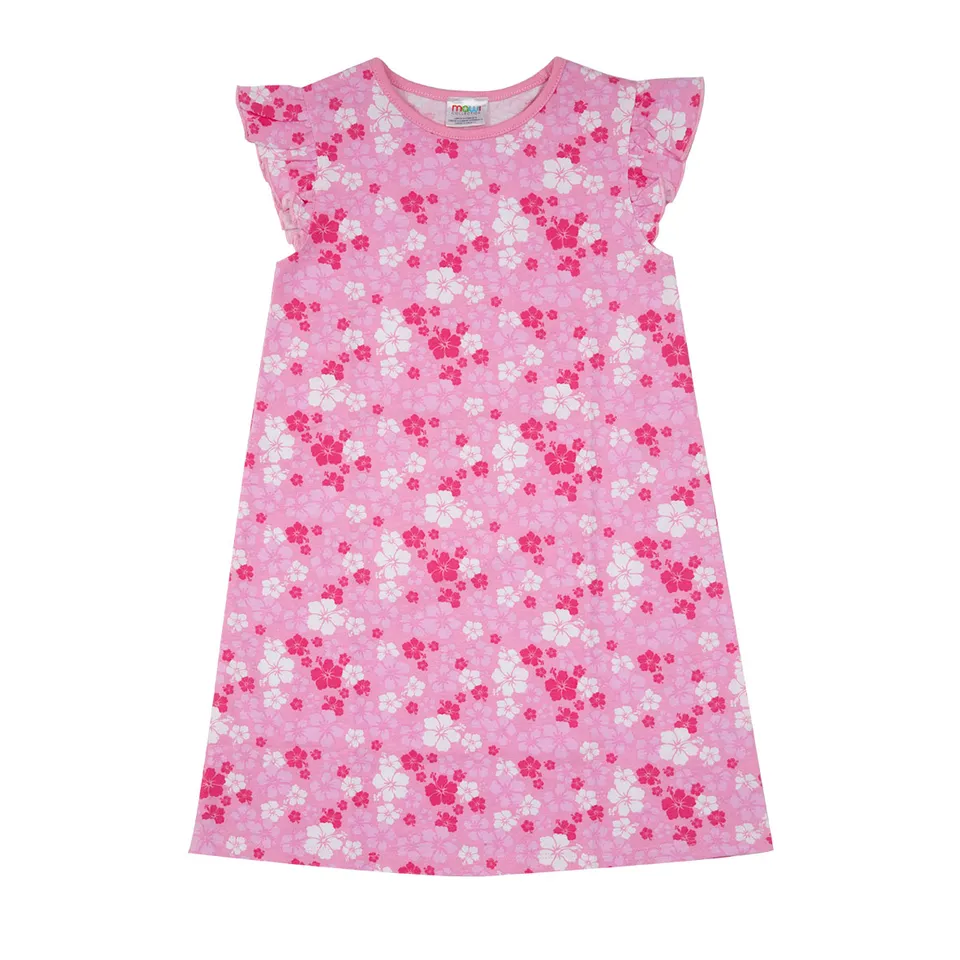 Abito jersey bimba rosa stampa floreale smanicato