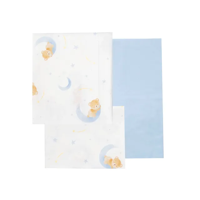 Orsetto Sognatore set culla 3 pezzi azzurro cotone