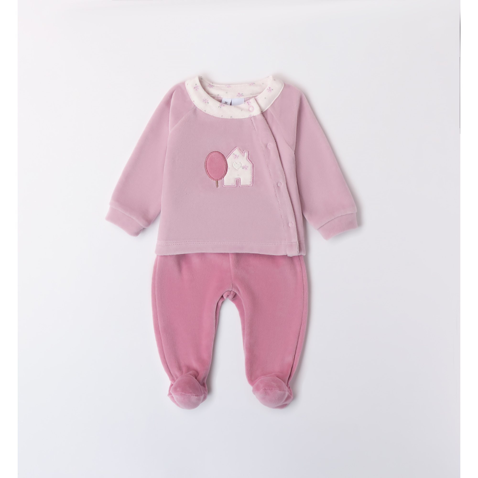 iDO Tutina Due Pezzi tutina neonata ciniglia rosa orchidea 0-12m